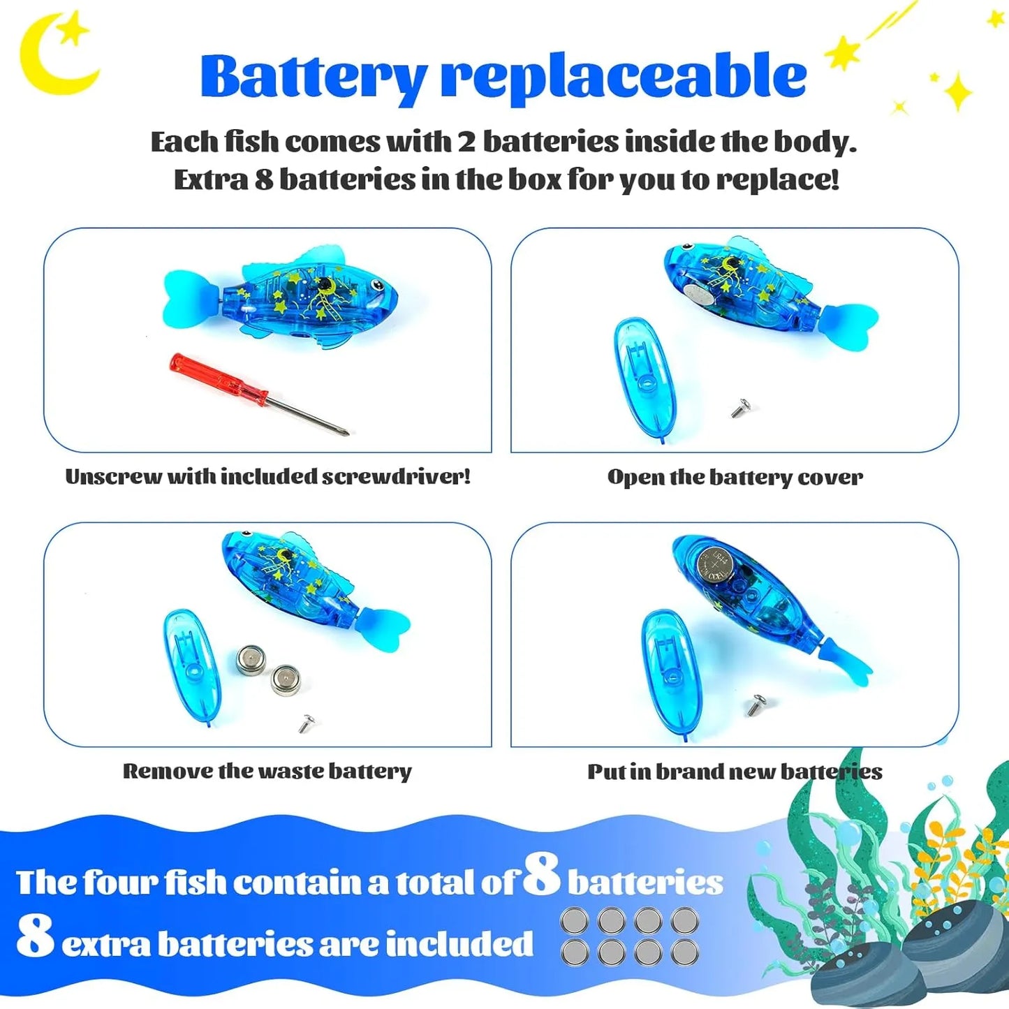 Robot Fish Toys with LED Light for Kid and Pet