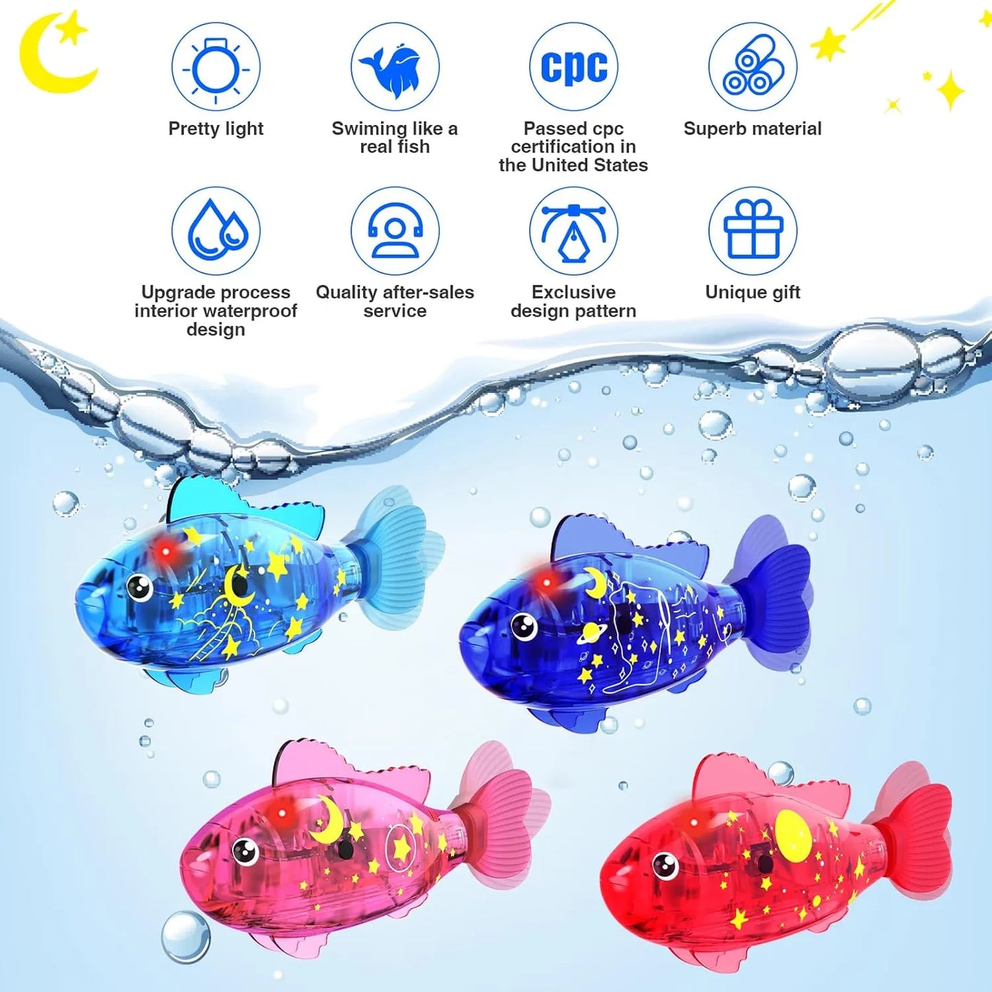 Robot Fish Toys with LED Light for Kid and Pet