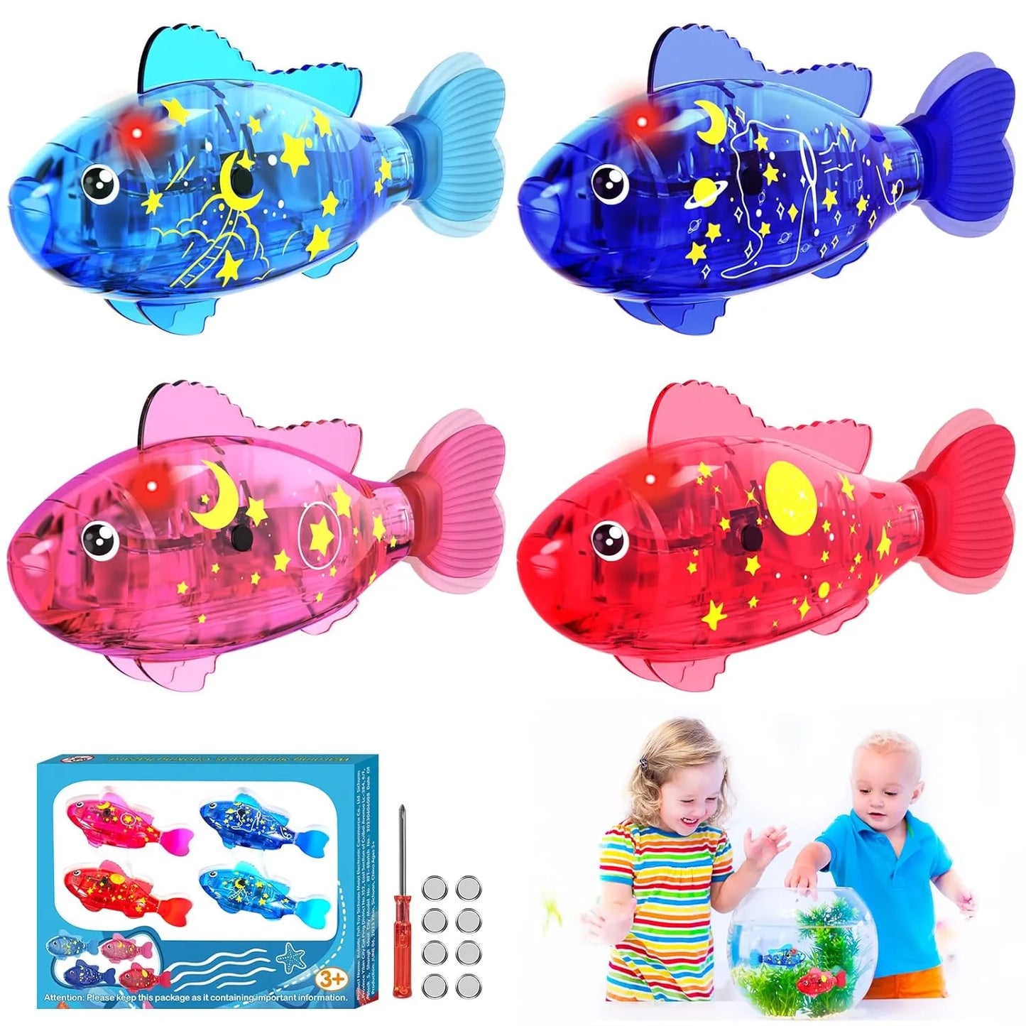 Robot Fish Toys with LED Light for Kid and Pet