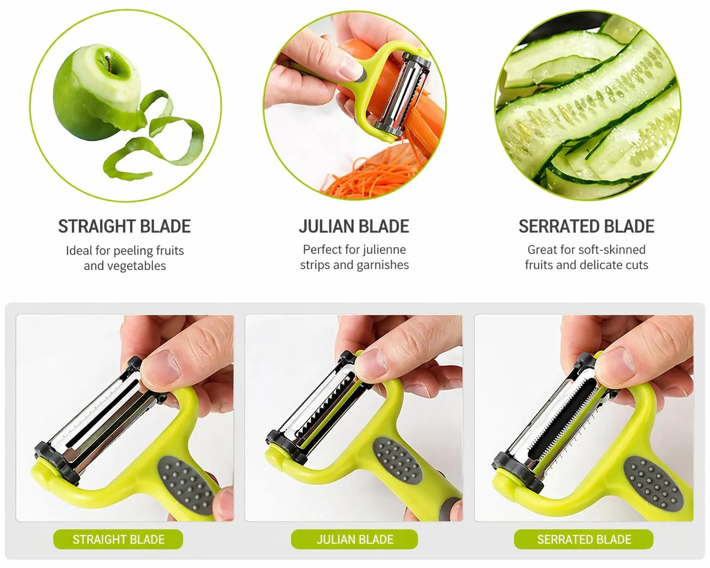 3-in-1 Rotary Fruit & Vegetable Peeler