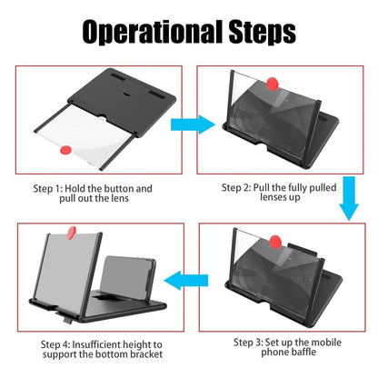 8 Inch 3D Mobile Screen Magnifier – Foldable HD Phone Screen Amplifier with 3X Magnification for All Smartphones