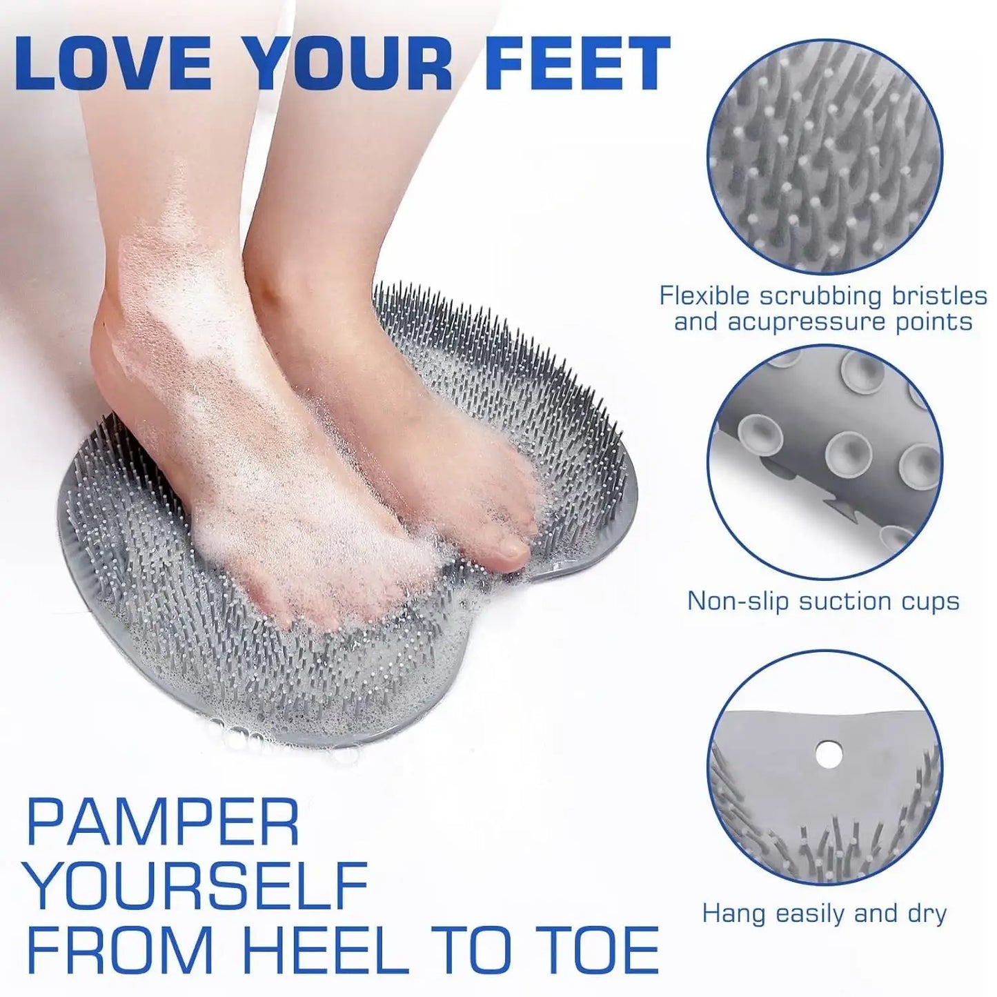 Silicone Foot Scrubber Mat for Shower (30x23cm)
