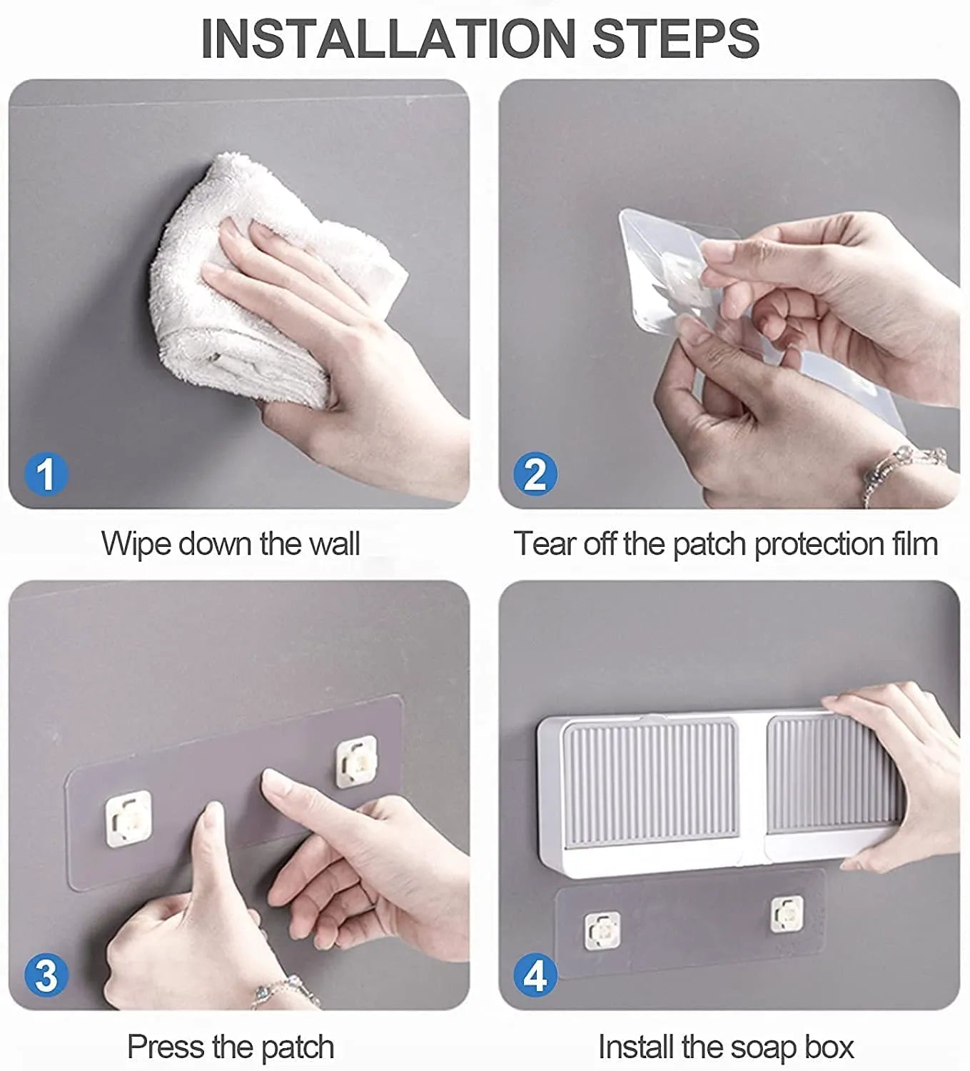 Wall Mounted Soap Holder with Double Lid Grid