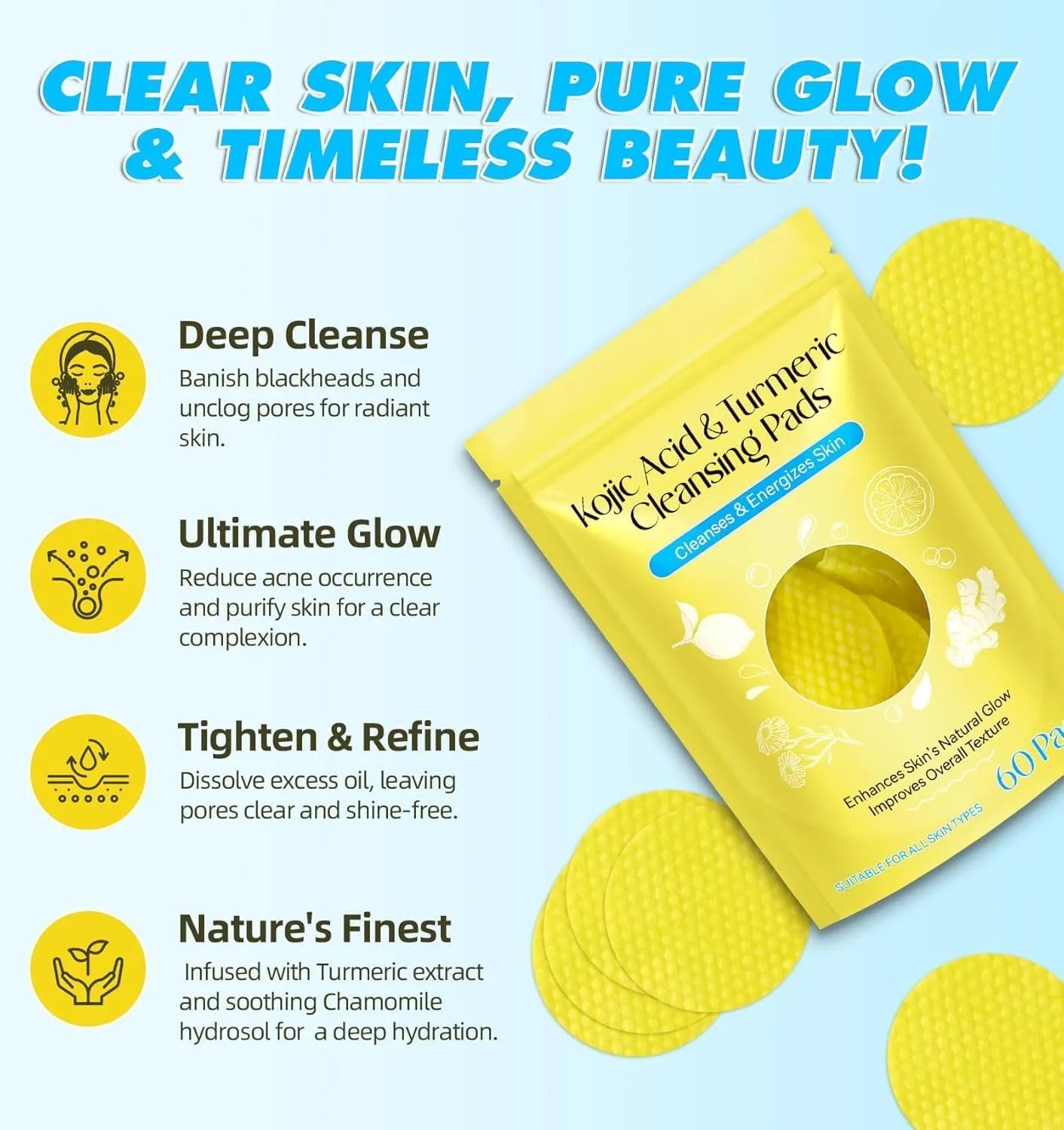 Dark Spots Remover Turmeric Kojic Acid Cleansing Pads