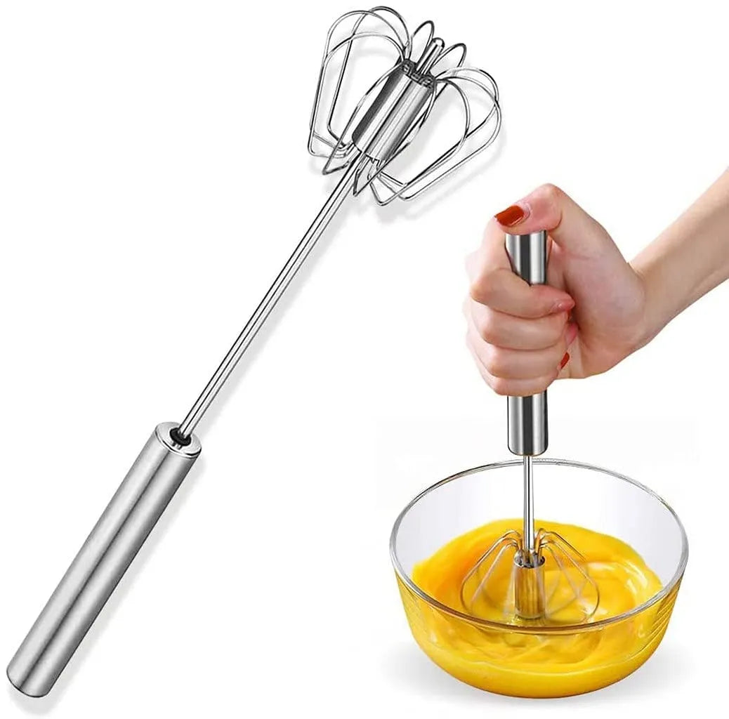 Stainless Steel Push Whisk Beater Egg & Milk Frother