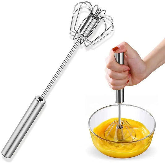 Stainless Steel Push Whisk Beater Egg & Milk Frother