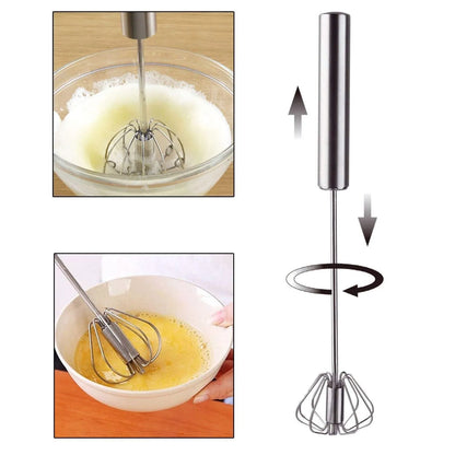 Stainless Steel Push Whisk Beater Egg & Milk Frother