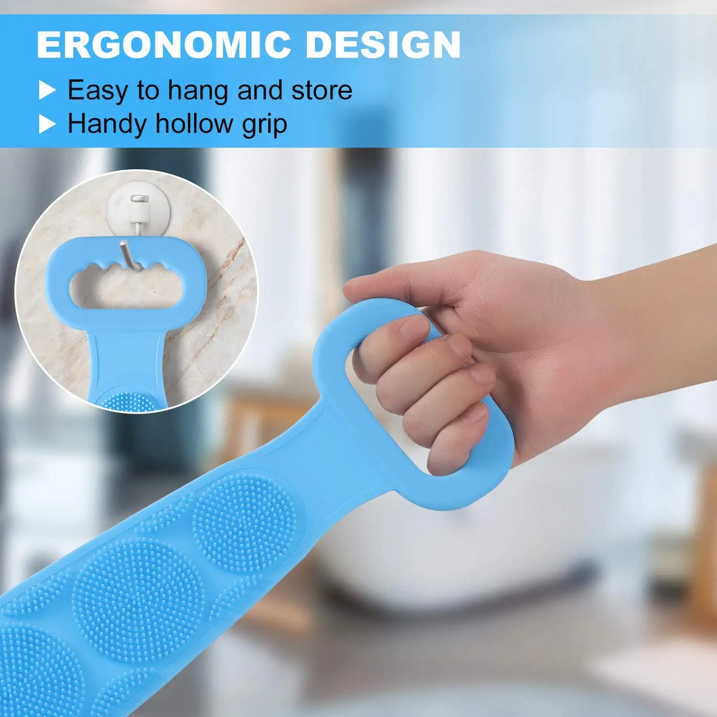 Silicone Bath Body Brush with Long Handle