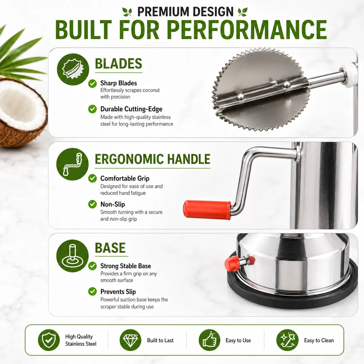 Stainless Steel Coconut Scraper