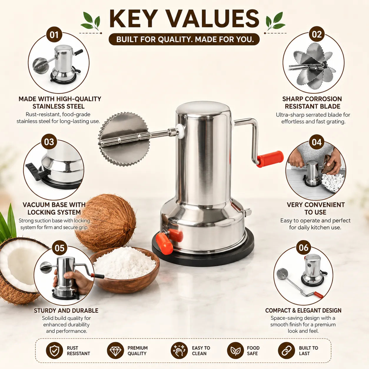 Stainless Steel Coconut Scraper