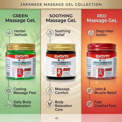 Combo of 3 Japanese Massage Gels – Cooling, Soothing & Warming Body Relief Gel