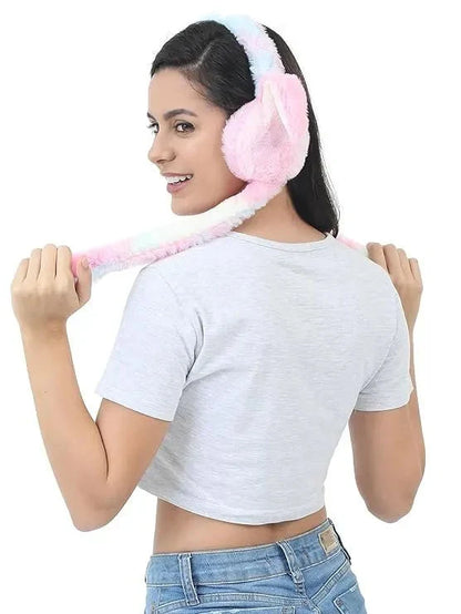 Girls Winter Plush Earmuffs with Moving Bunny Ears