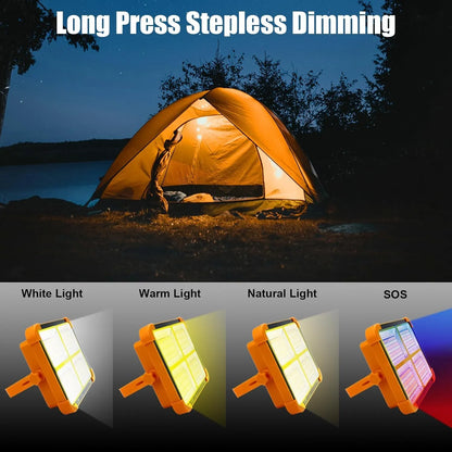 4 Panel Solar LED Flood Light | Rechargeable USB & Solar Charging | 5 Lighting Modes