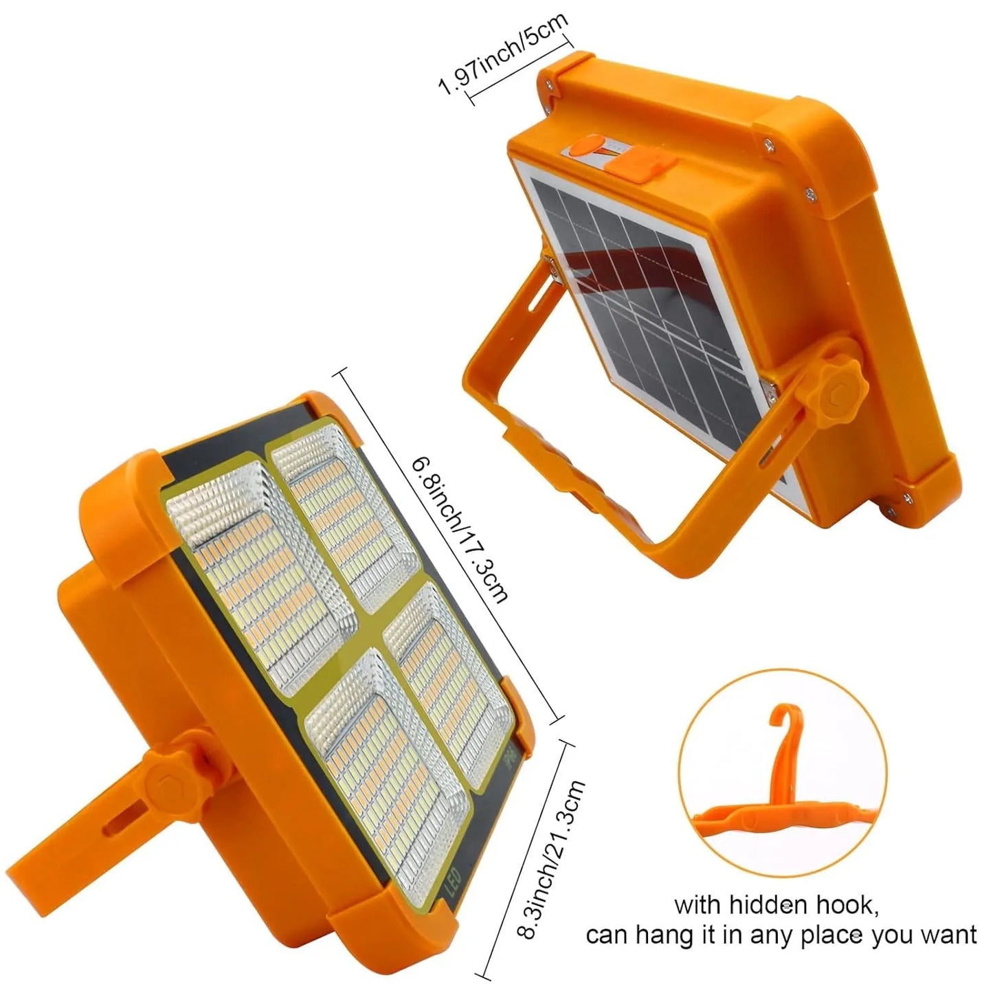 4 Panel Solar LED Flood Light | Rechargeable USB & Solar Charging | 5 Lighting Modes