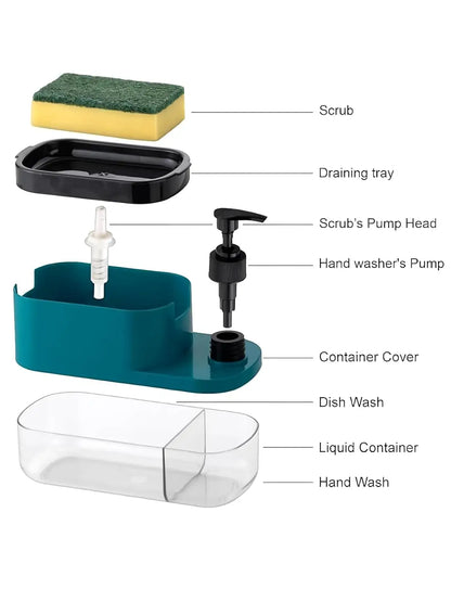 3 in 1 Dish Soap Pump Dispenser with Sponge Holder