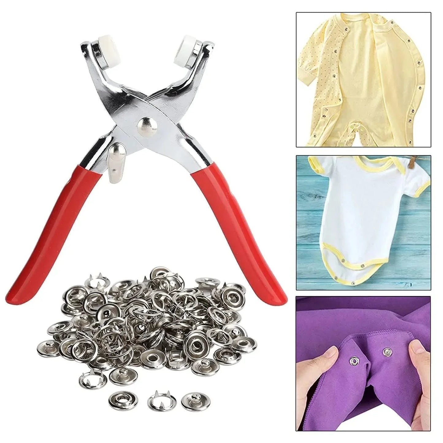 Stainless Steel Snap Fasteners Kit with Hand Press Tool