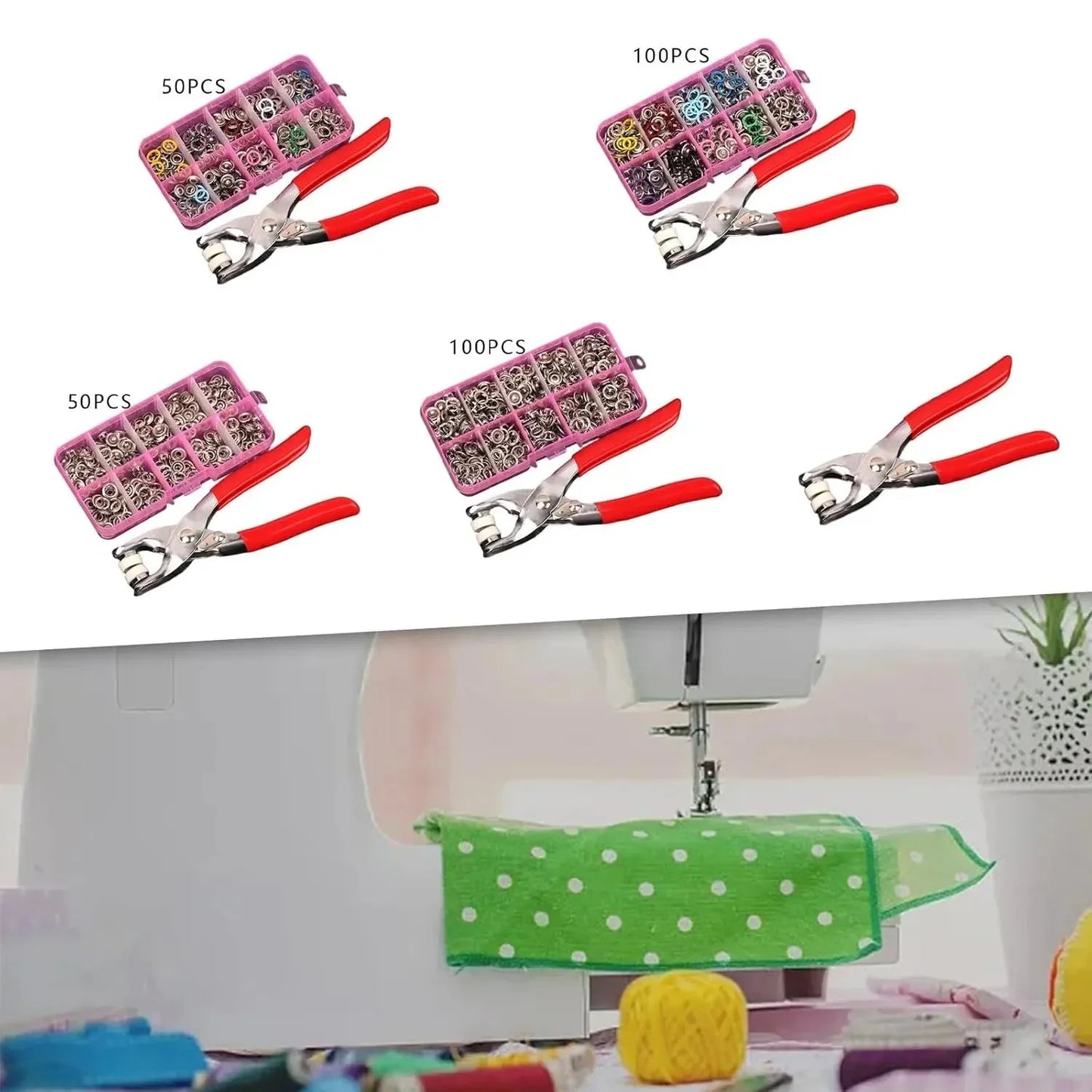 Stainless Steel Snap Fasteners Kit with Hand Press Tool