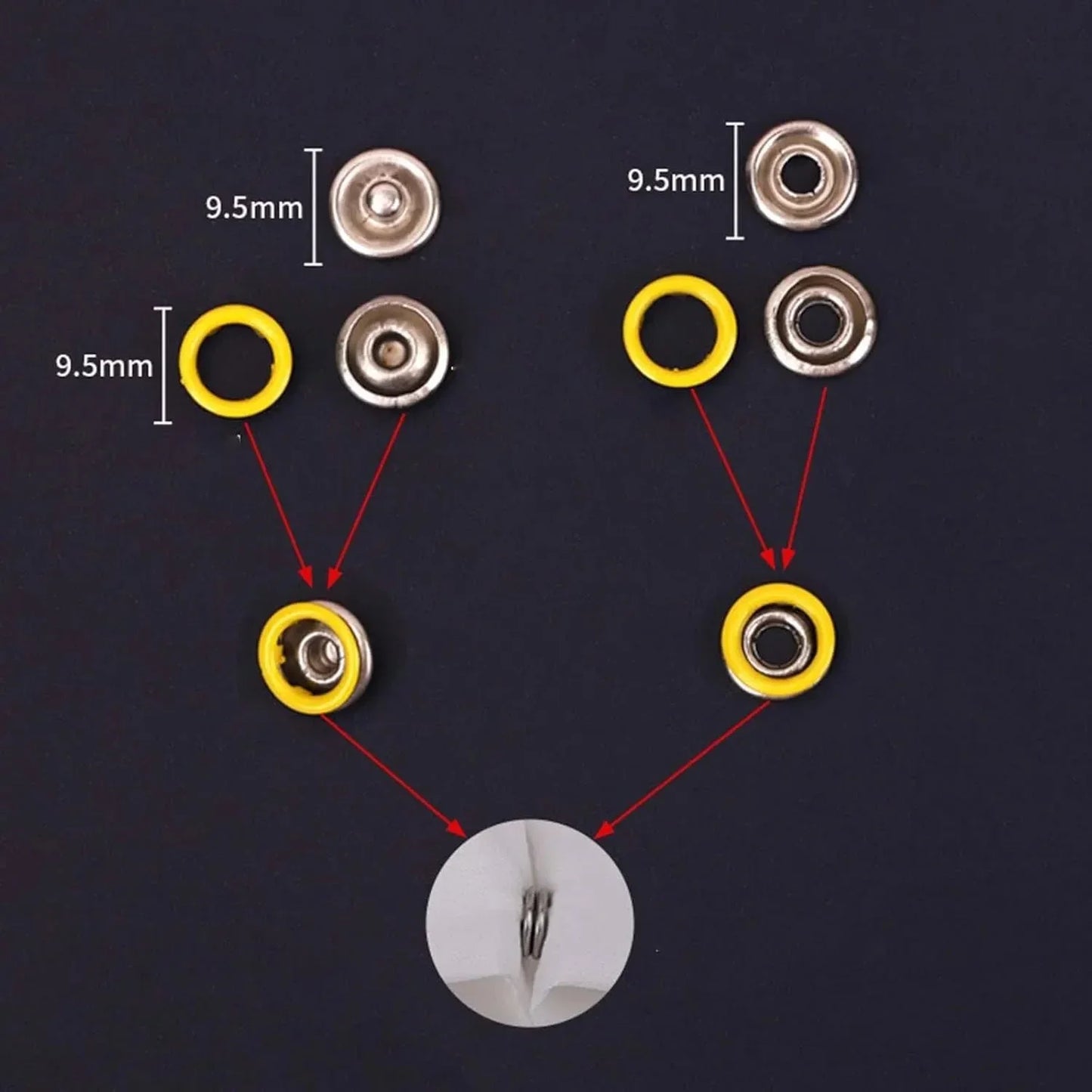 Stainless Steel Snap Fasteners Kit with Hand Press Tool
