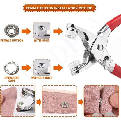 Stainless Steel Snap Fasteners Kit with Hand Press Tool