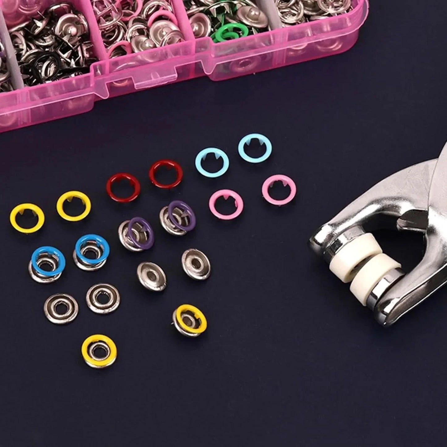 Stainless Steel Snap Fasteners Kit with Hand Press Tool